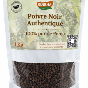 Sac de 1 kg de poivre noir authentique de Penja SINEHA en grains